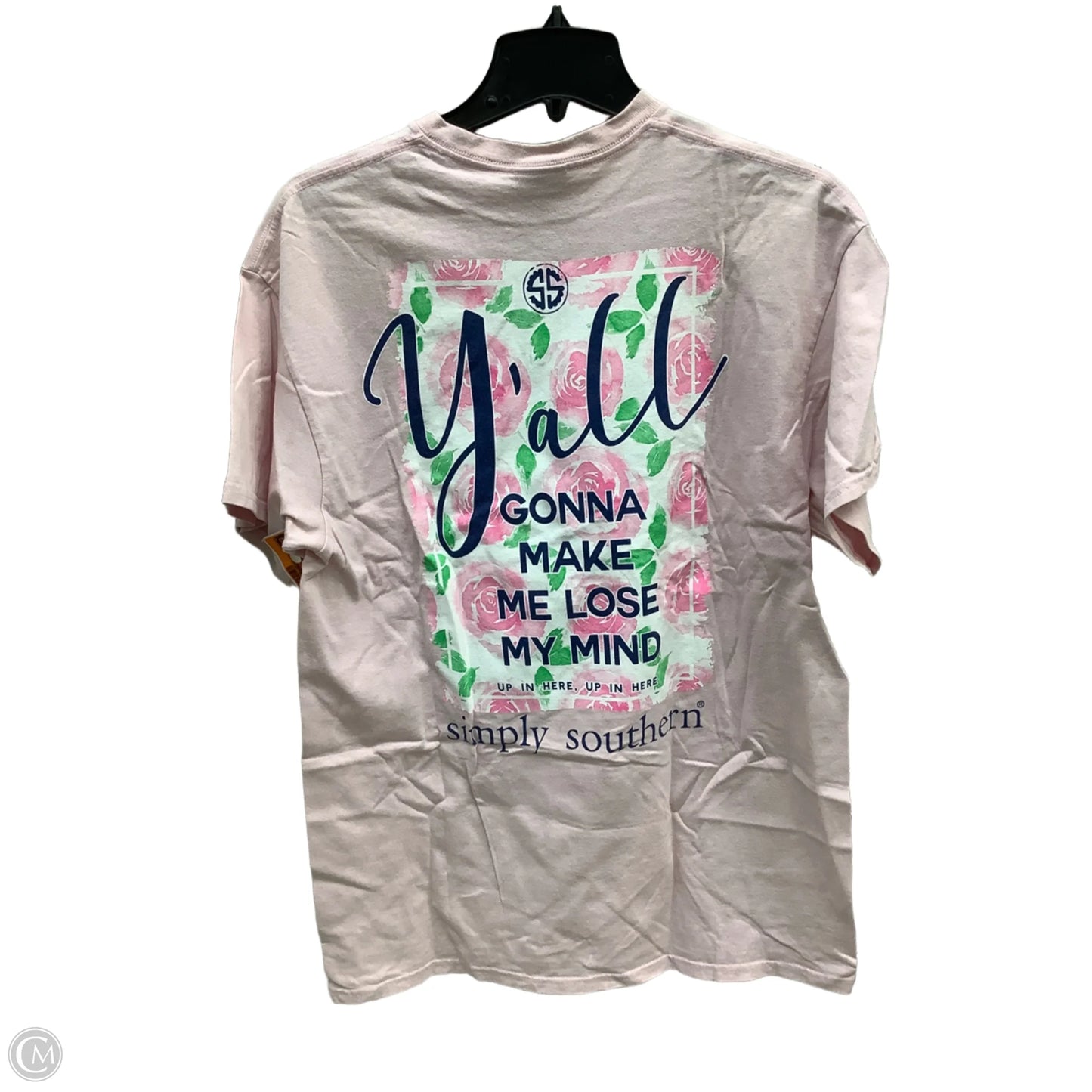 Top Short Sleeve By Simply Southern In Pink, Size: L