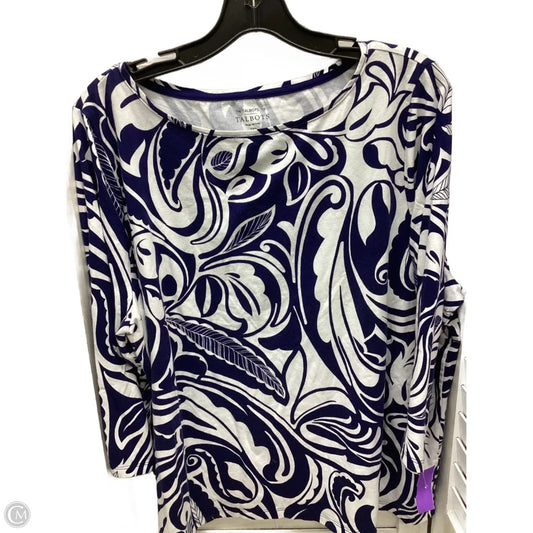 Top 3/4 Sleeve By Talbots In Blue & White, Size: 3x