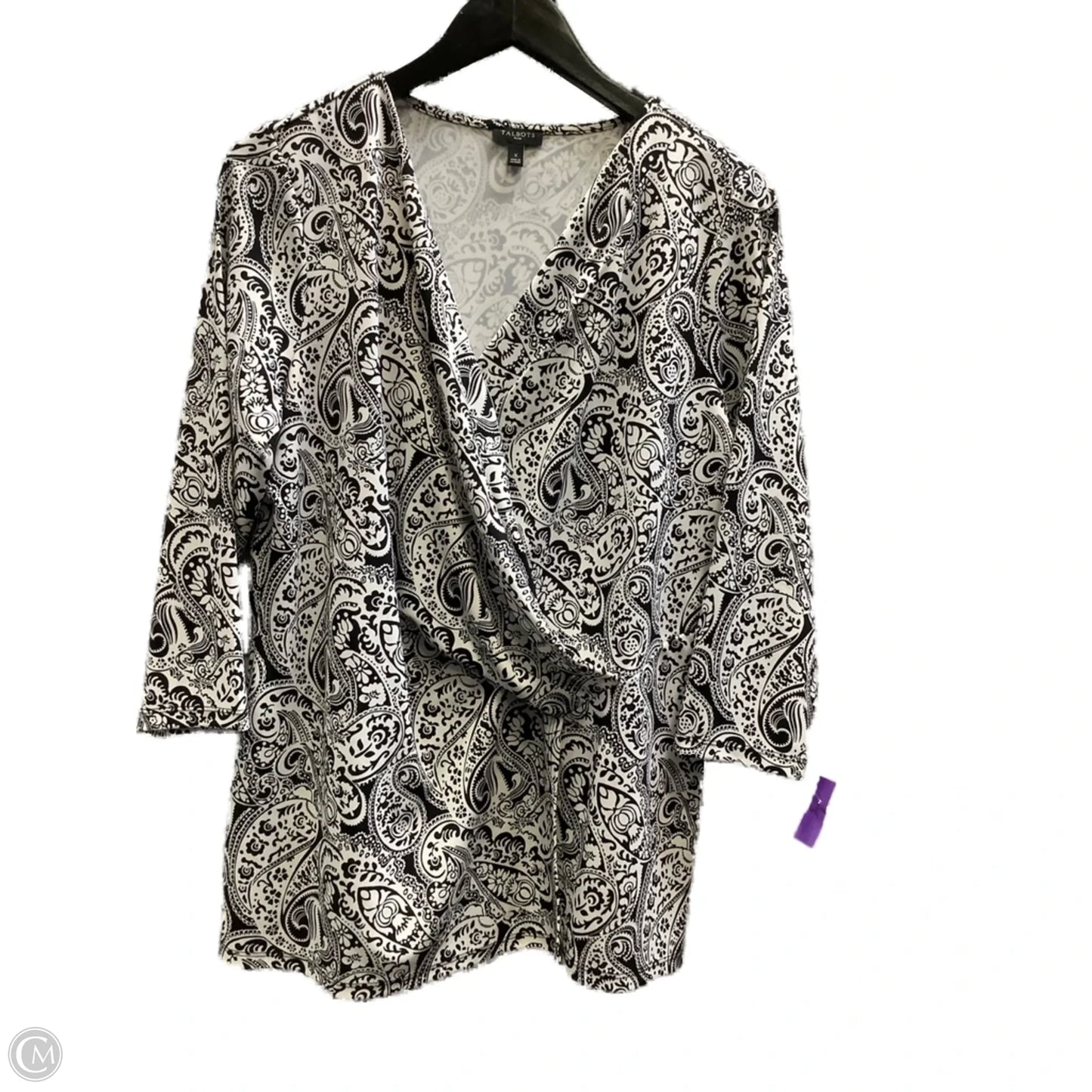 Top Long Sleeve By Talbots In Black & White, Size: 1x