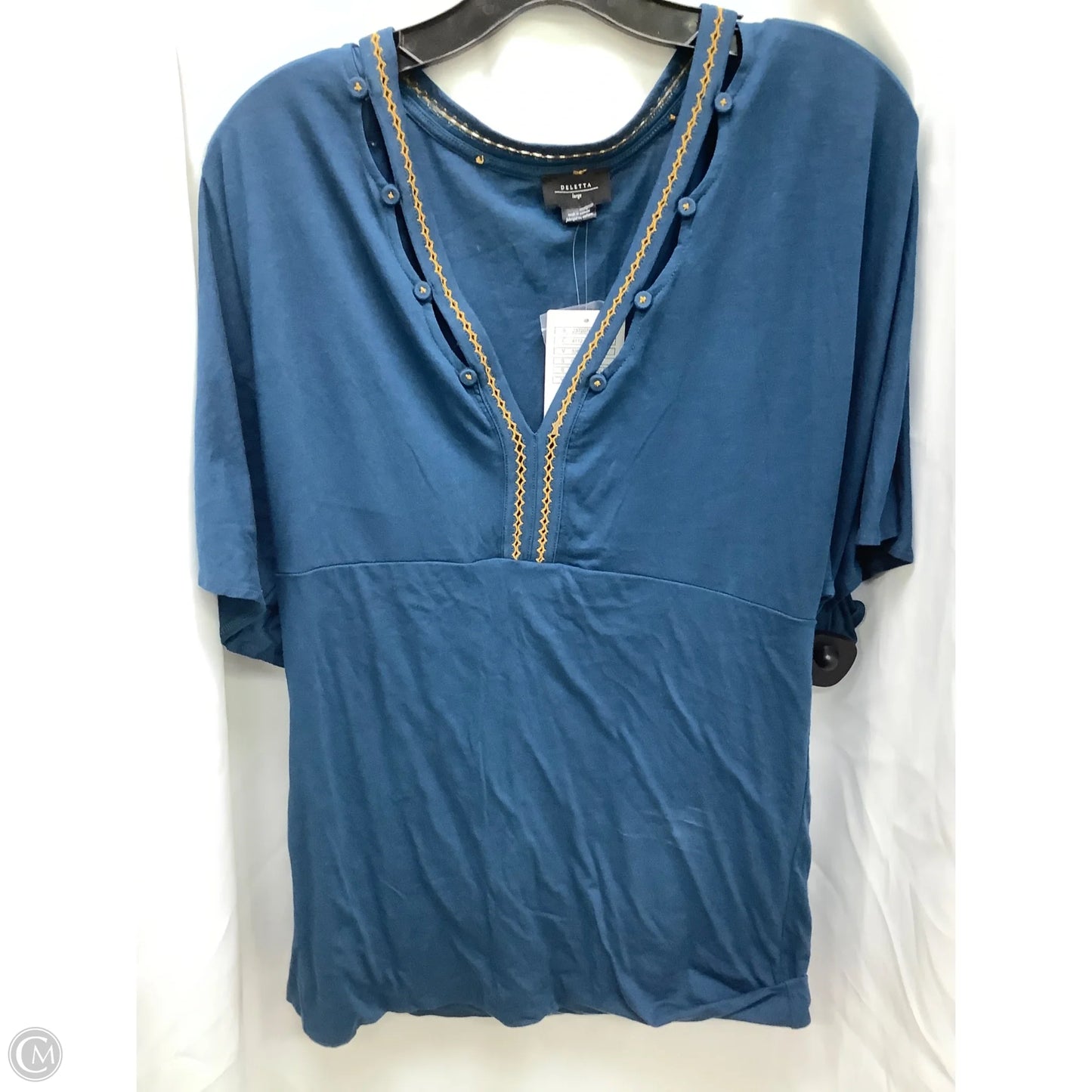Top Short Sleeve By Deletta In Blue, Size: L
