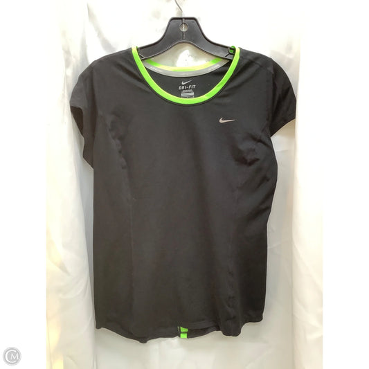Athletic Top SS  By Nike In Black & Green, Size: L