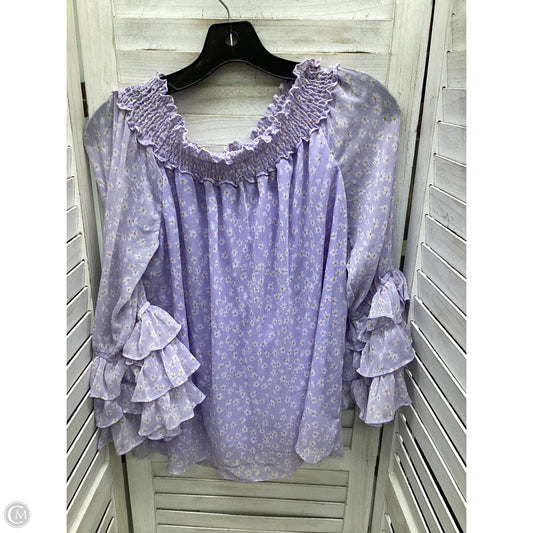 Top Short Sleeve By Cece In Floral Print, Size: L