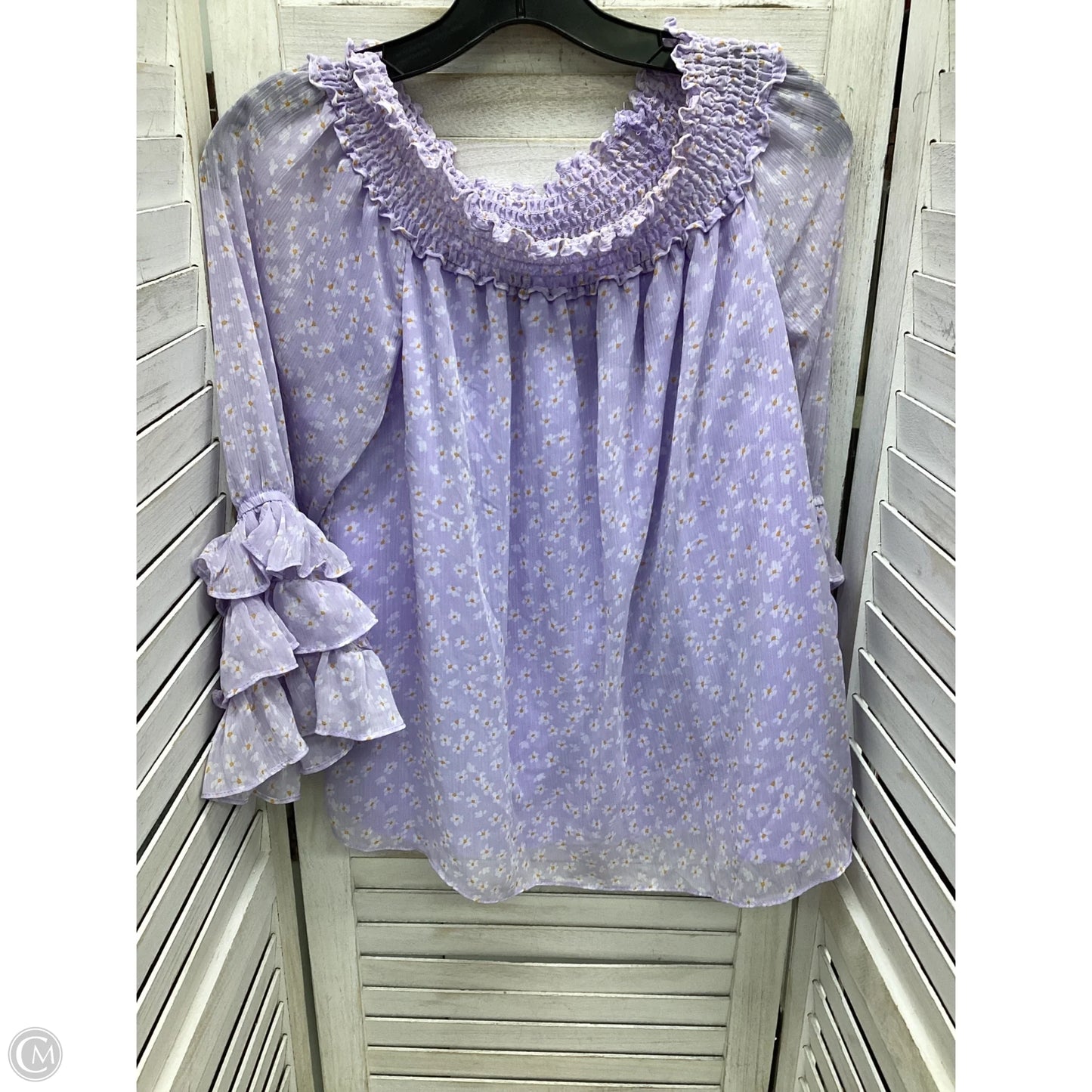 Top Short Sleeve By Cece In Floral Print, Size: L