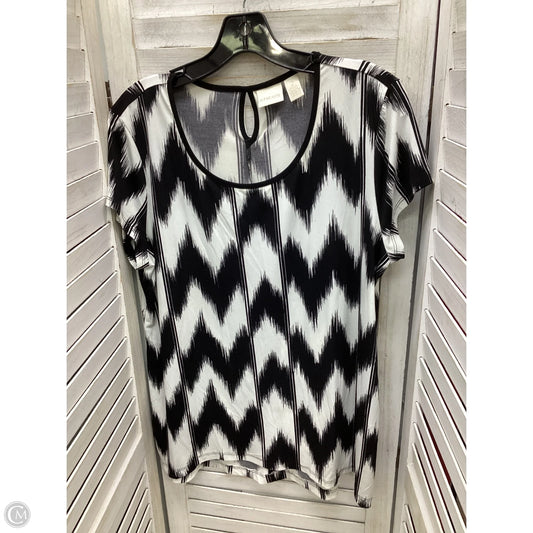 Top Short Sleeve By Chicos In Black & White, Size: M