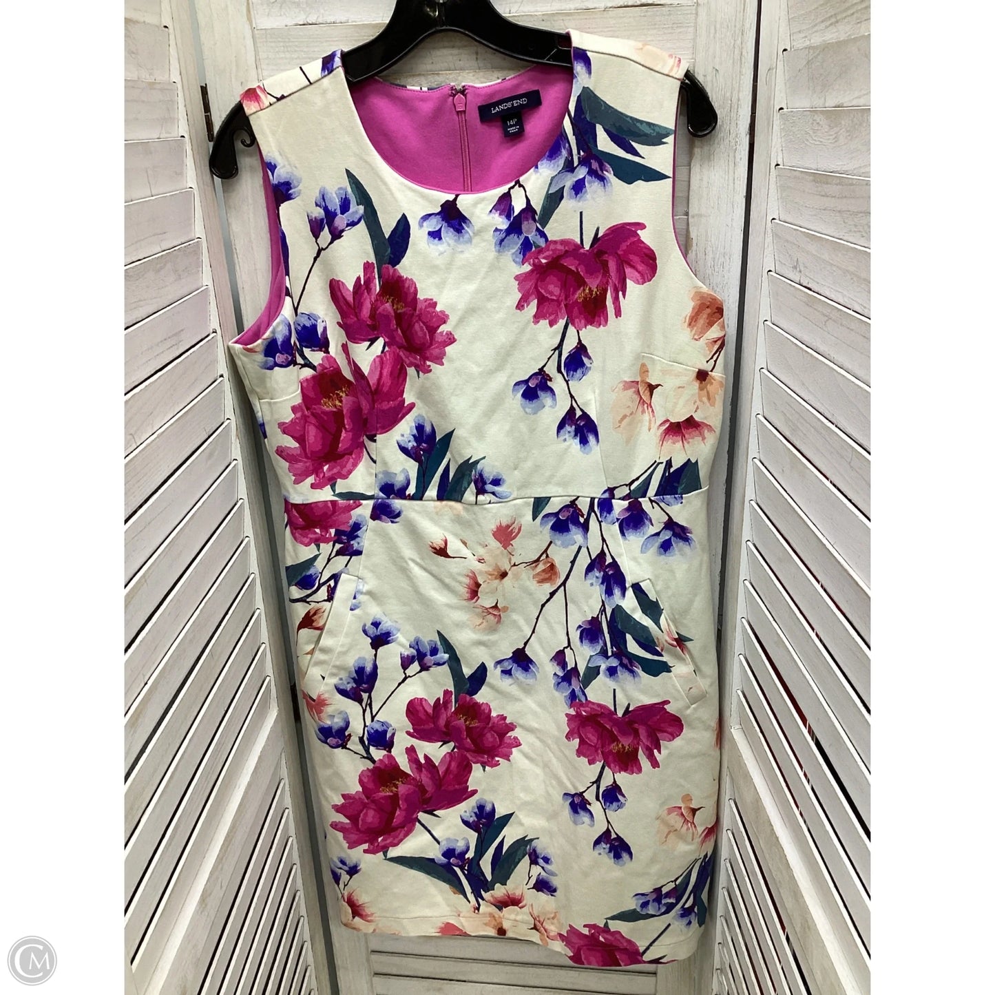 Dress Casual Midi By Lands End In Floral Print, Size: 14