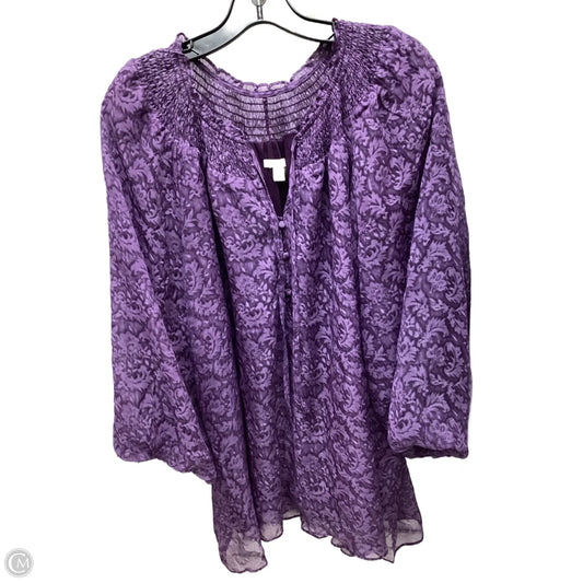 Top Long Sleeve By Cato In Purple, Size: 3x