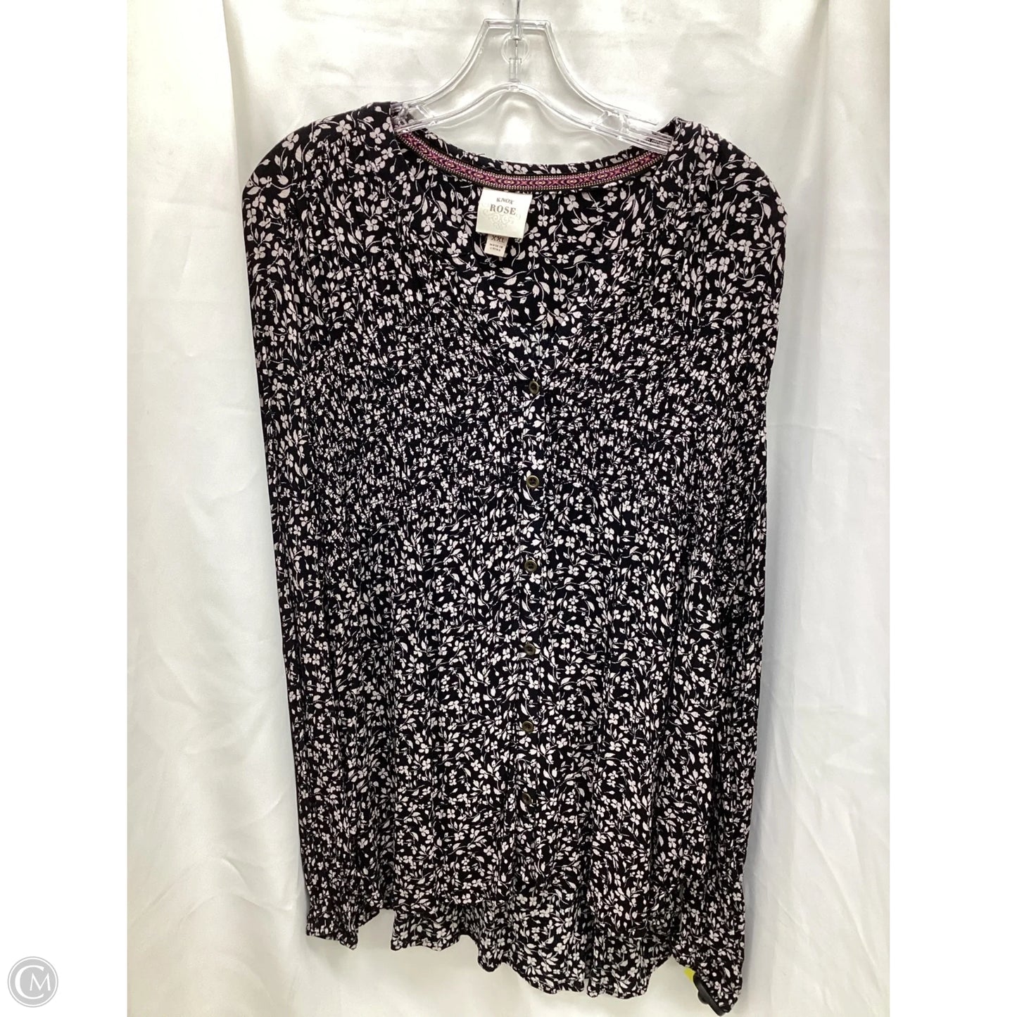 Top Long Sleeve By Knox Rose In Floral Print, Size: Xxl