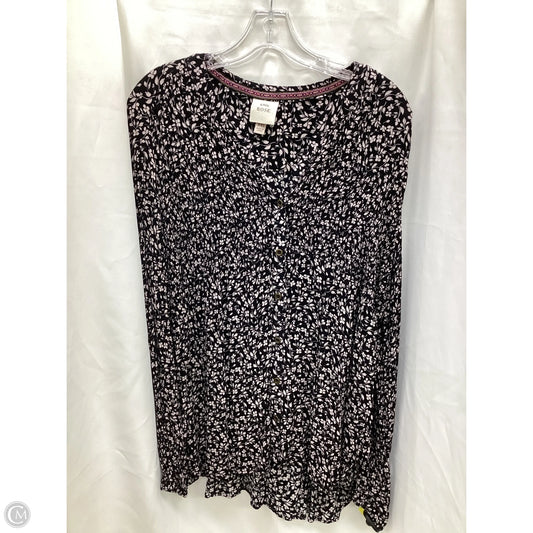 Top Long Sleeve By Knox Rose In Floral Print, Size: Xxl