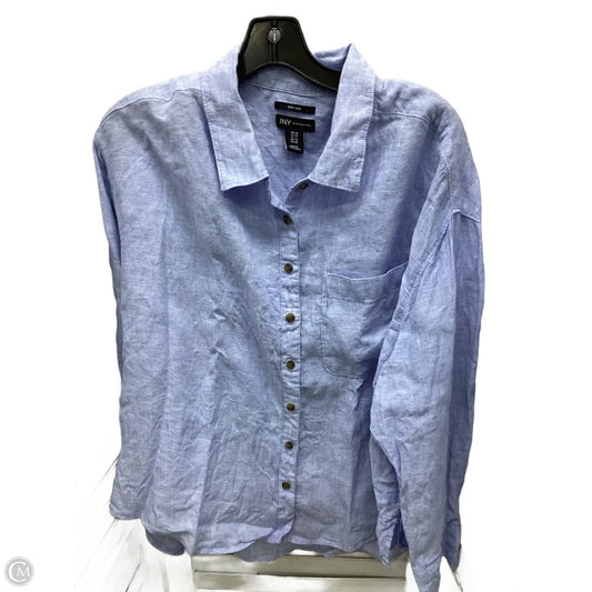 Top Long Sleeve By Jones New York In Blue, Size: 1x