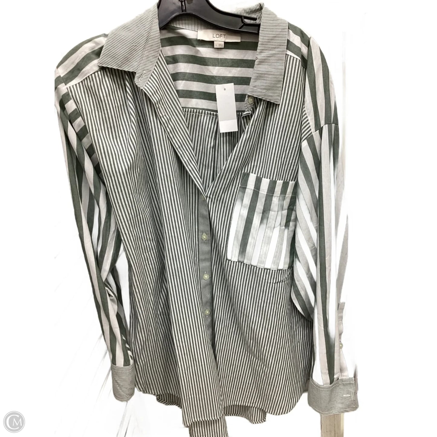 Top Long Sleeve By Loft In Striped Pattern, Size: L