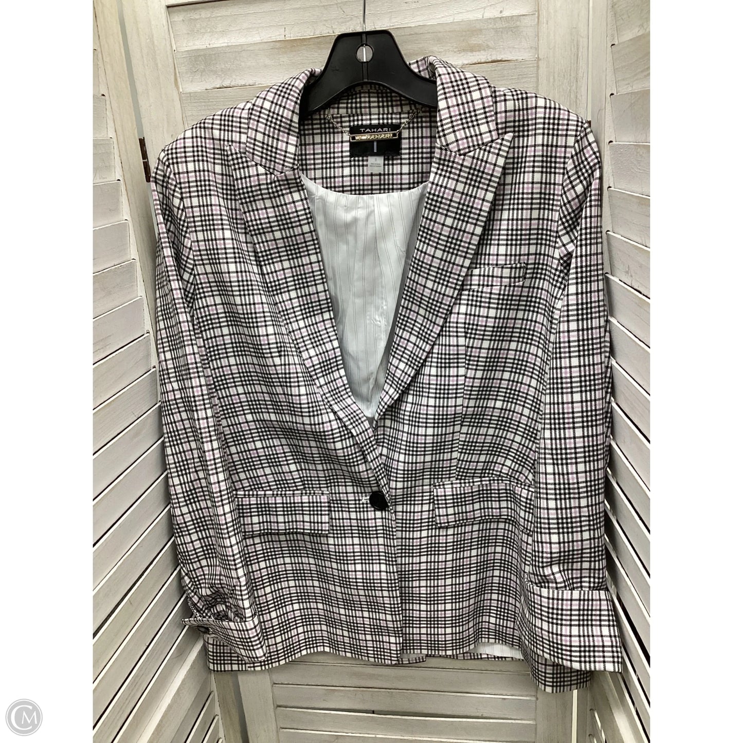 Blazer By Tahari In Plaid Pattern, Size: 8