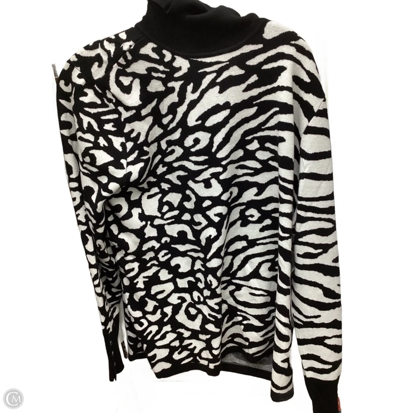 Top Long Sleeve By Chicos In Black & White, Size: Xl