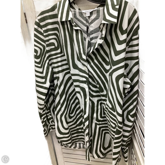 Top Long Sleeve By Chicos In Green & White, Size: 16