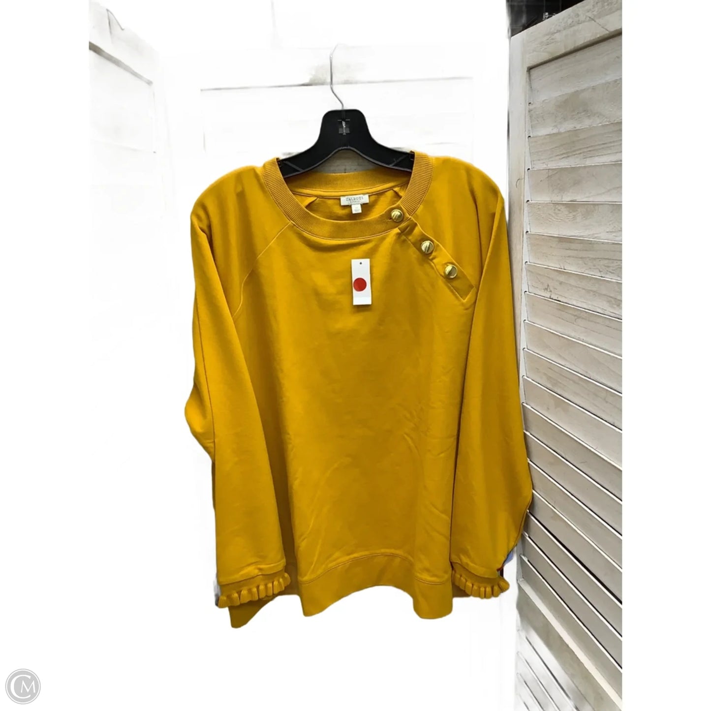 Top Long Sleeve By Talbots In Yellow, Size: 1x