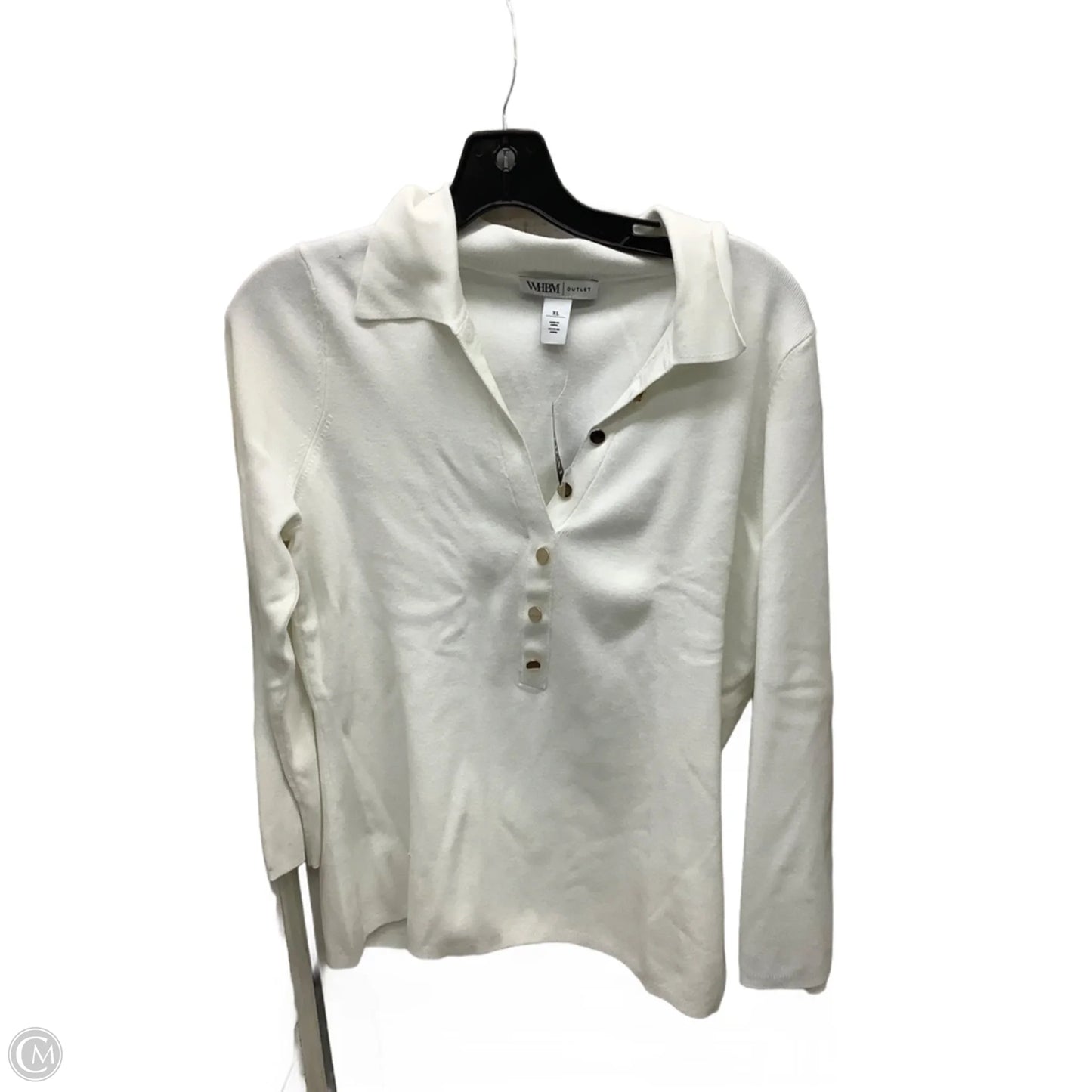 Top Long Sleeve By White House Black Market In White, Size: Xl