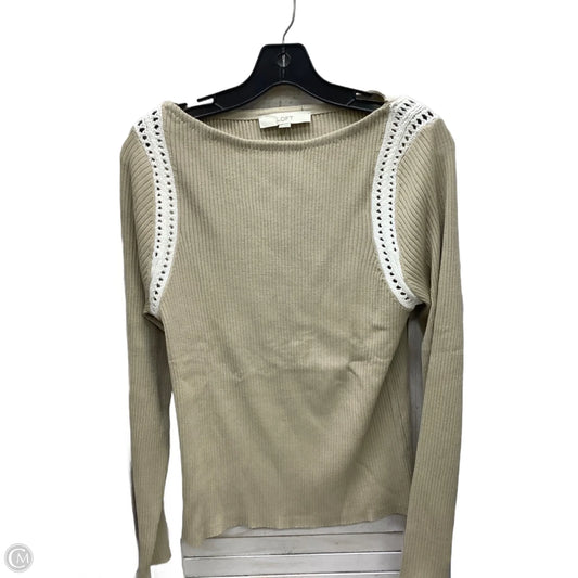 Top Long Sleeve By Loft In Tan & White, Size: Xl