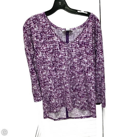 Top 3/4 Sleeve By White House Black Market In Purple & White, Size: Xl