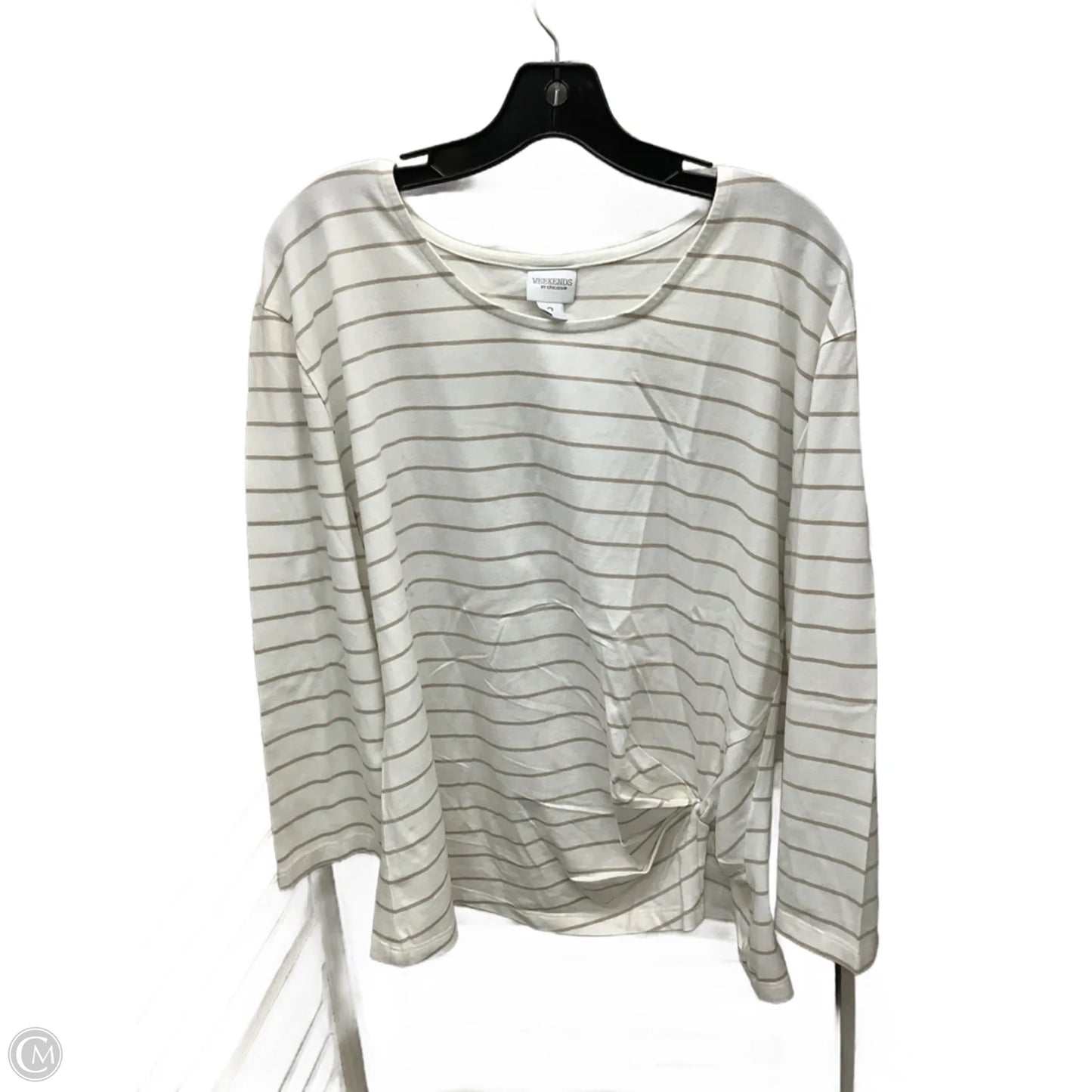 Top Long Sleeve By Chicos In Striped Pattern, Size: L