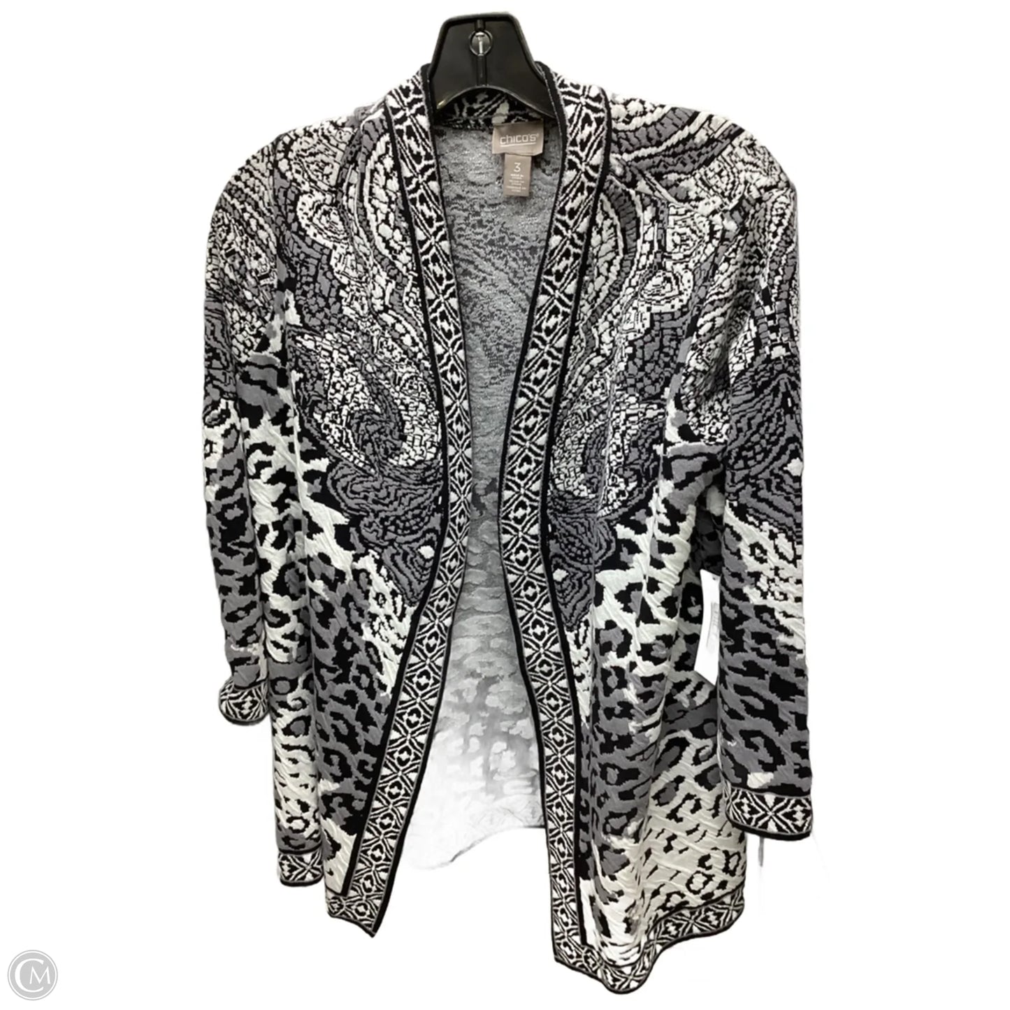 Cardigan By Chicos In Black & White, Size: Xl