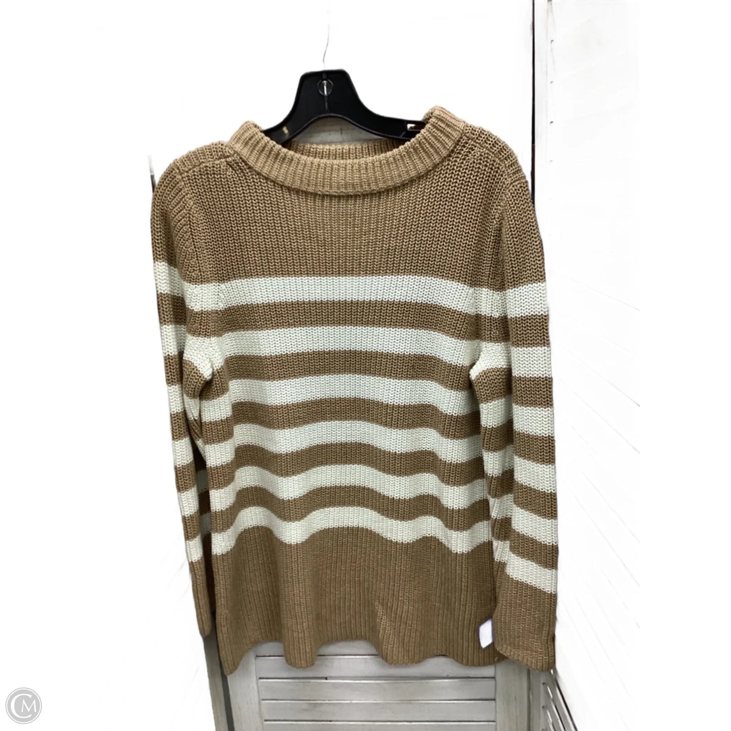 Sweater By Talbots In Brown & White, Size: 1x
