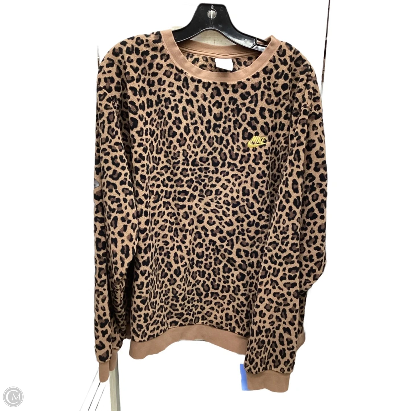Sweatshirt Crewneck By Nike Apparel In Leopard Print, Size: Xxl