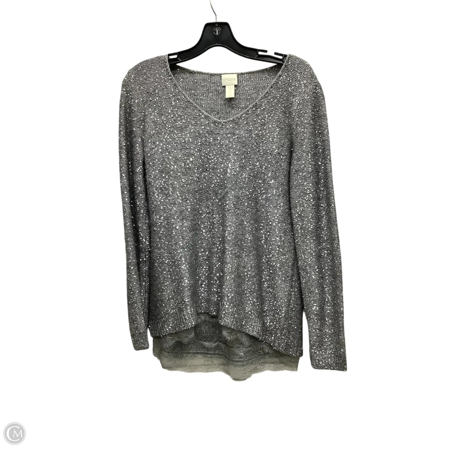 Top Long Sleeve By Chicos In Grey, Size: S