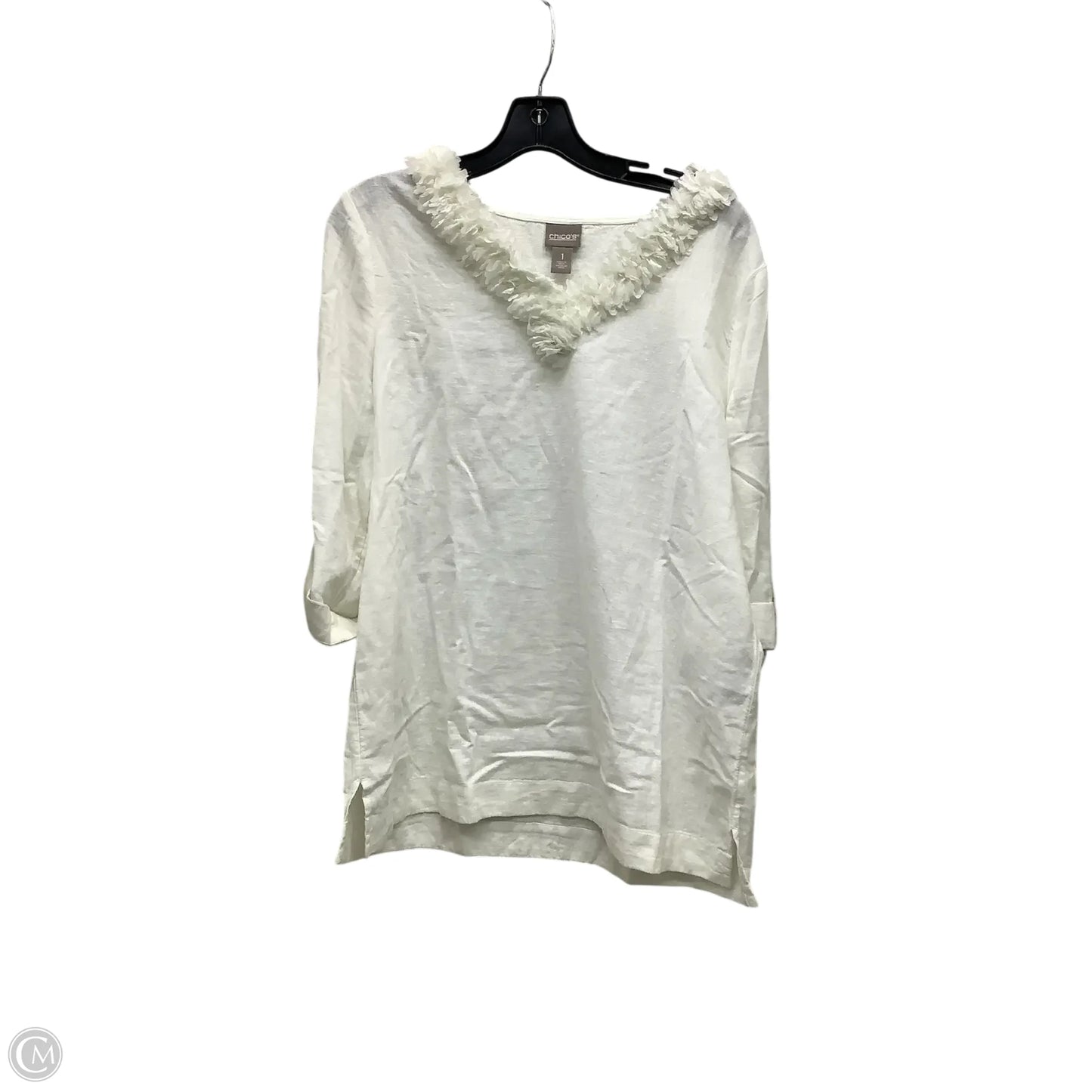 Top Long Sleeve By Chicos In White, Size: S