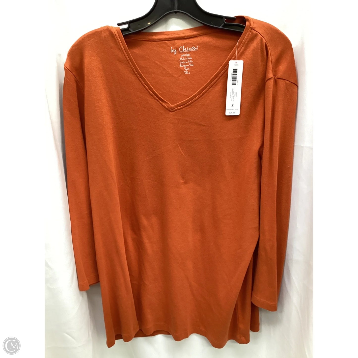 Top Long Sleeve By Chicos In Orange, Size: Xl