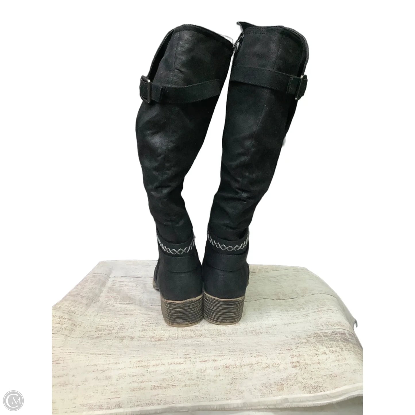 Boots Mid-calf Flats By Clothes Mentor In Black, Size: 8.5