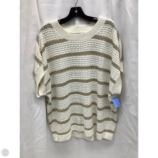 Blouse Short Sleeve By Cato In Gold & White, Size: 18
