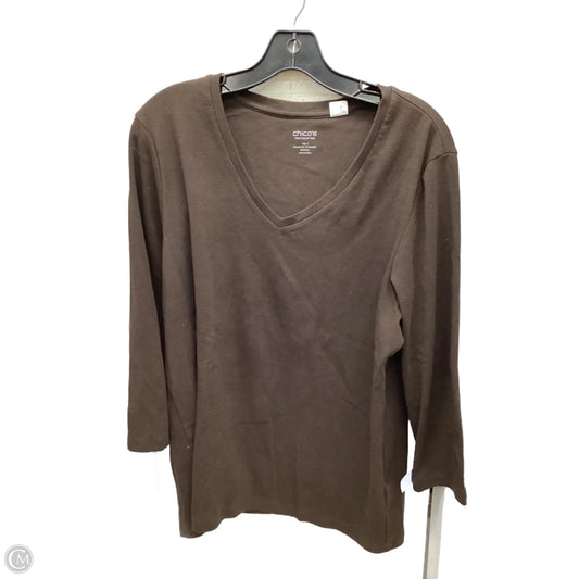Top Long Sleeve By Chicos In Brown, Size: Xl