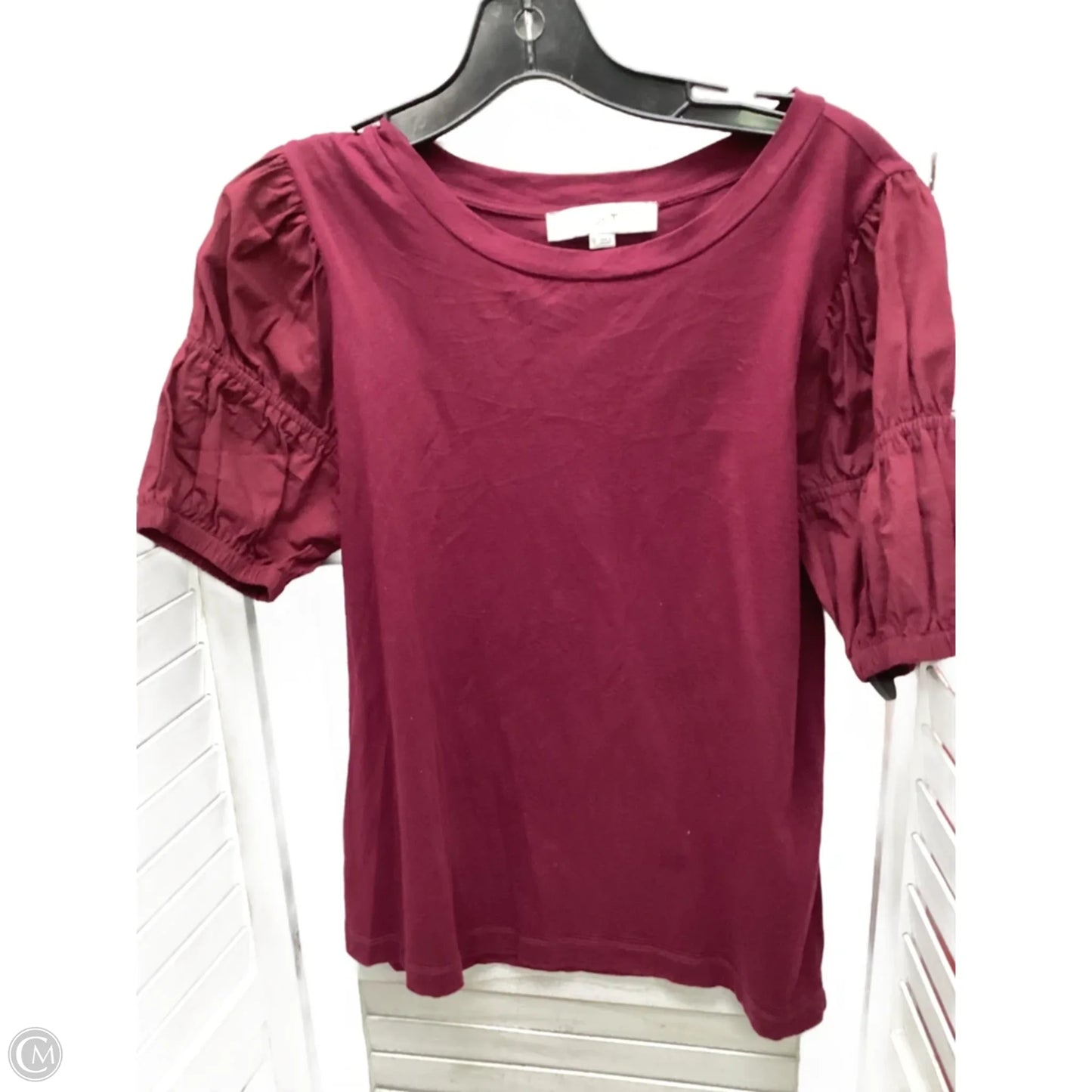 Top Short Sleeve By Loft In Maroon, Size: S