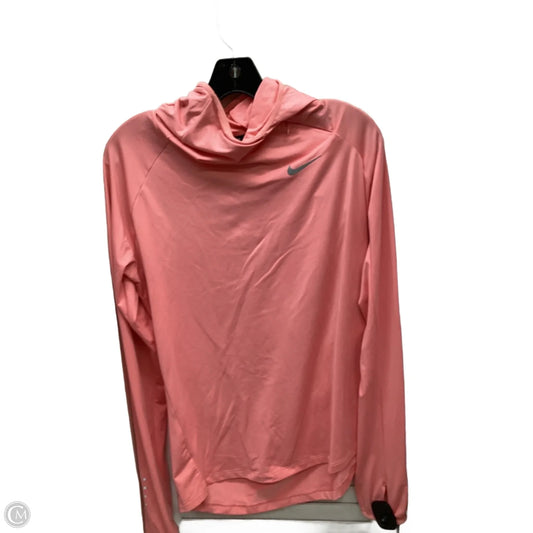 Athletic Top Long Sleeve Hoodie By Nike In Pink, Size: L