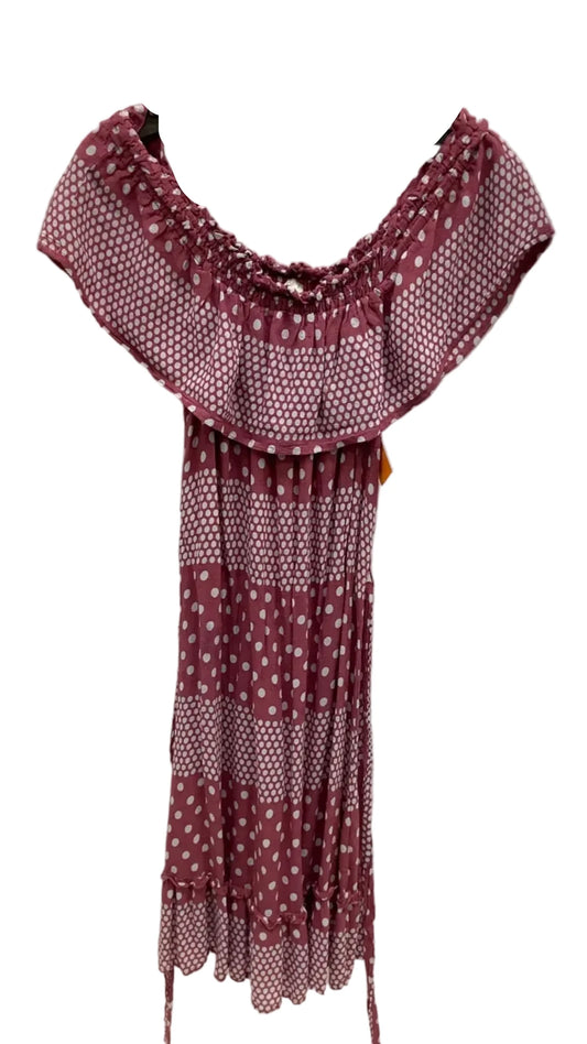 Dress Casual Midi By Loft In Pink & White, Size: M