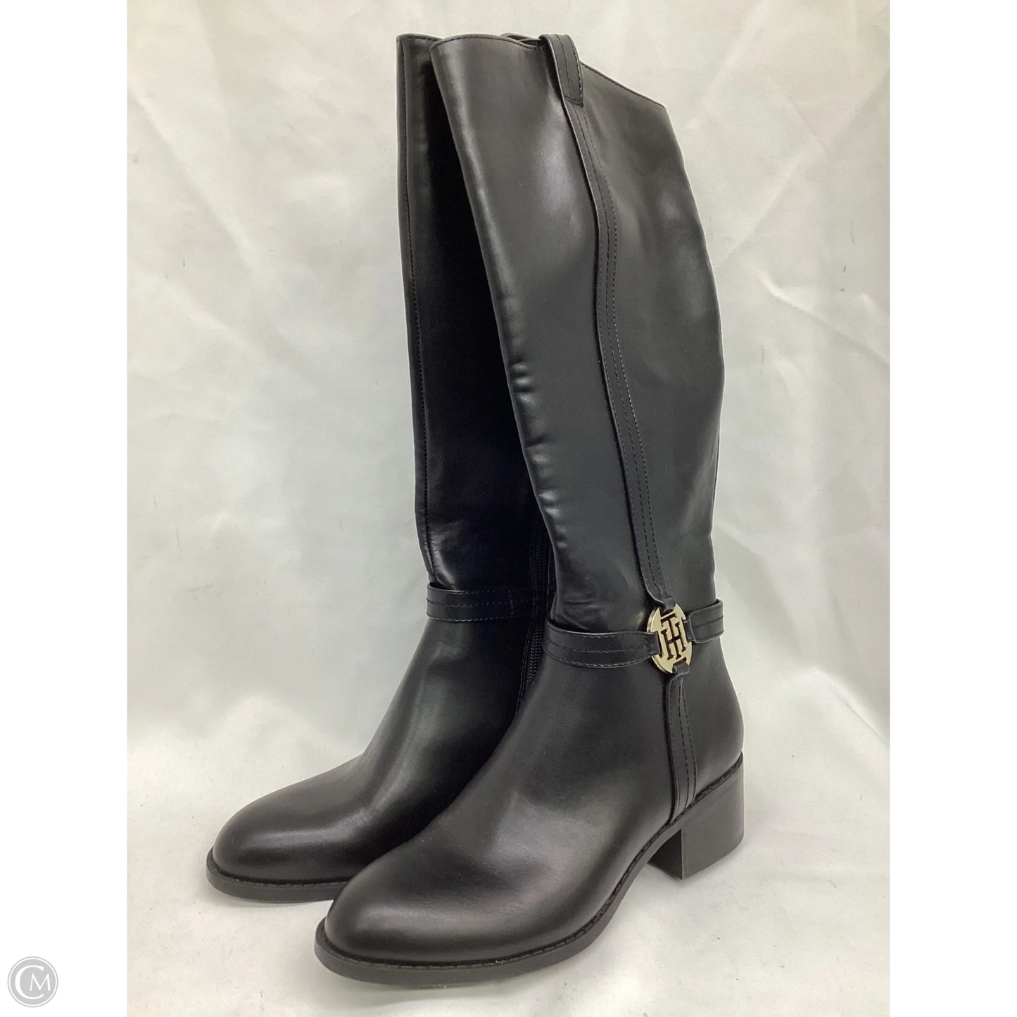 Boots Mid-calf Flats By Tommy Hilfiger In Black, Size: 5.5