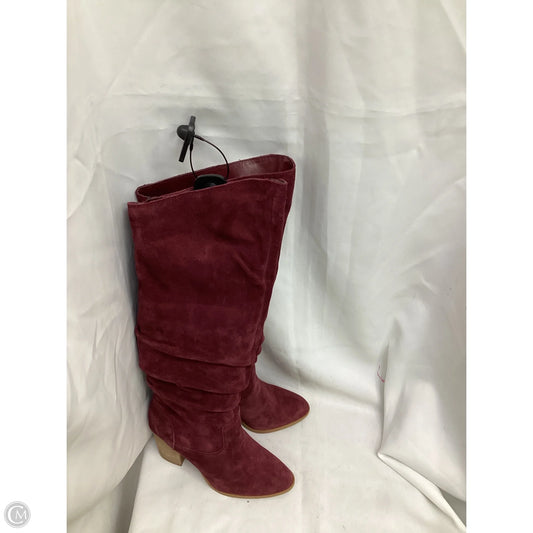 Boots Mid-calf Heels By Nine West In Maroon, Size: 8