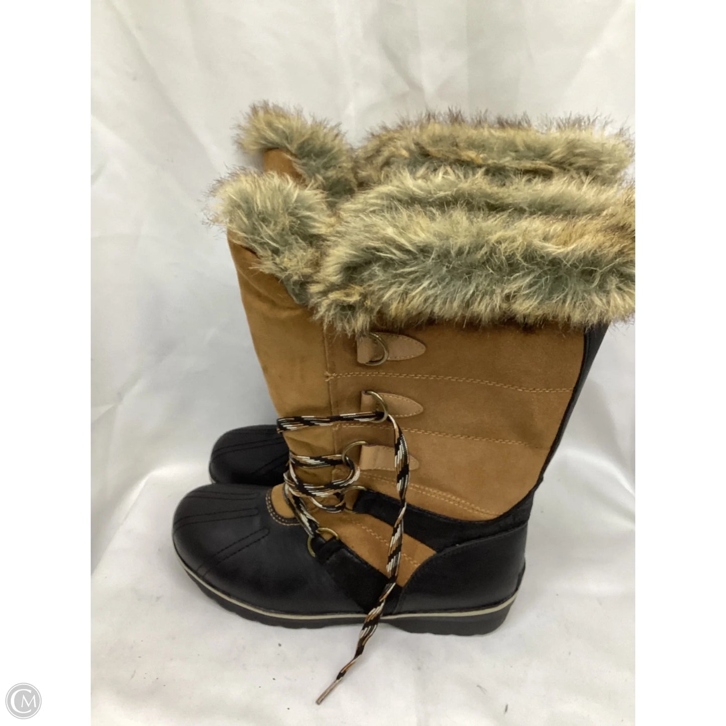 Boots Snow By Clothes Mentor In Black & Brown, Size: 9