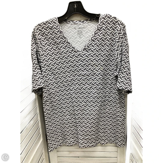 Top Short Sleeve By Chicos In Black & White, Size: Xl