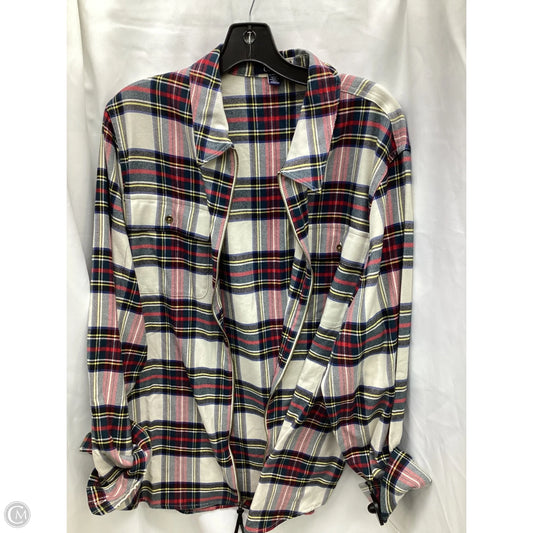 Top Long Sleeve By Chaps In Plaid Pattern, Size: Xxl