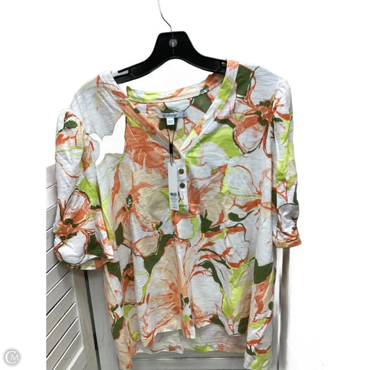 Top Short Sleeve By Chicos In Floral Print, Size: Xl