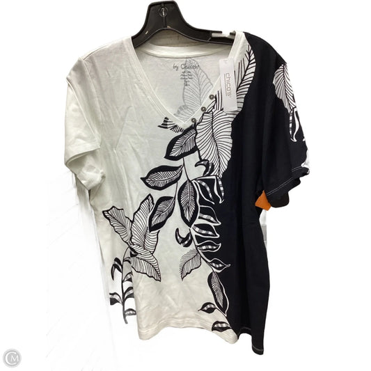 Top Short Sleeve By Chicos In Black & White, Size: Xl