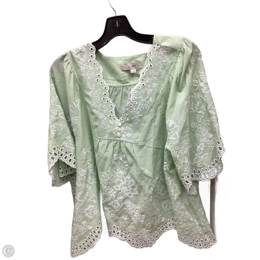 Top Short Sleeve By Loft In Green, Size: L