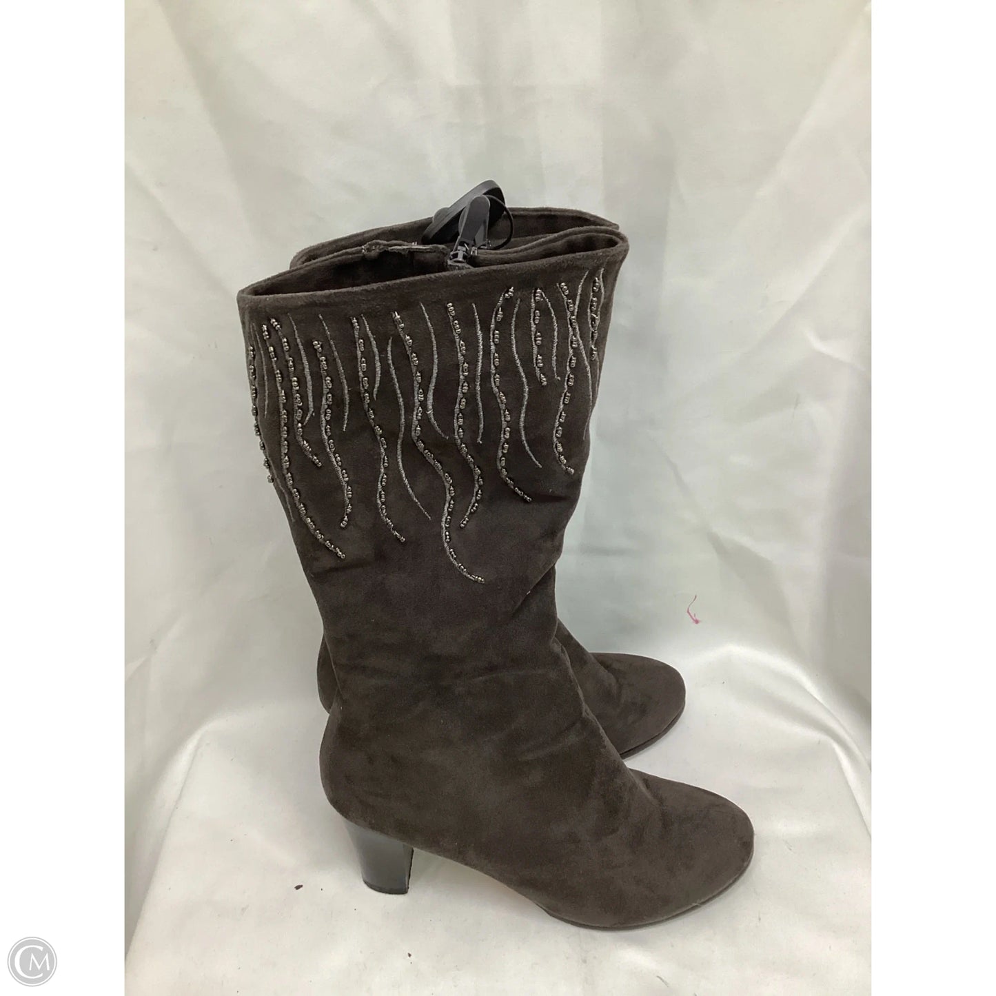 Boots Mid-calf Heels By Clothes Mentor In Grey, Size: 9