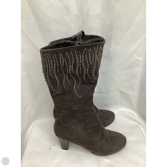 Boots Mid-calf Heels By Clothes Mentor In Grey, Size: 9
