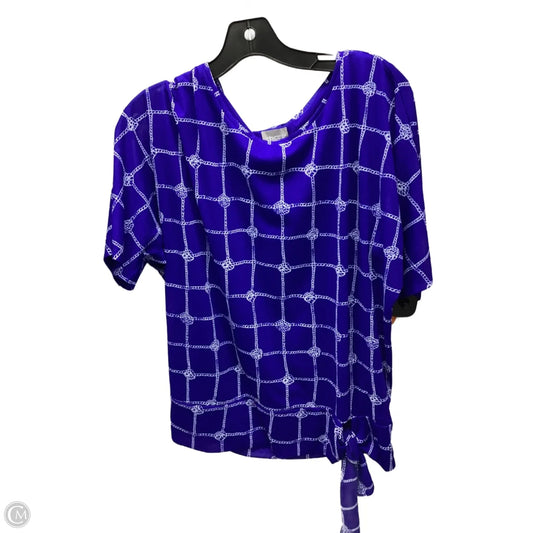 Top Short Sleeve By Chicos In Blue & White, Size: M