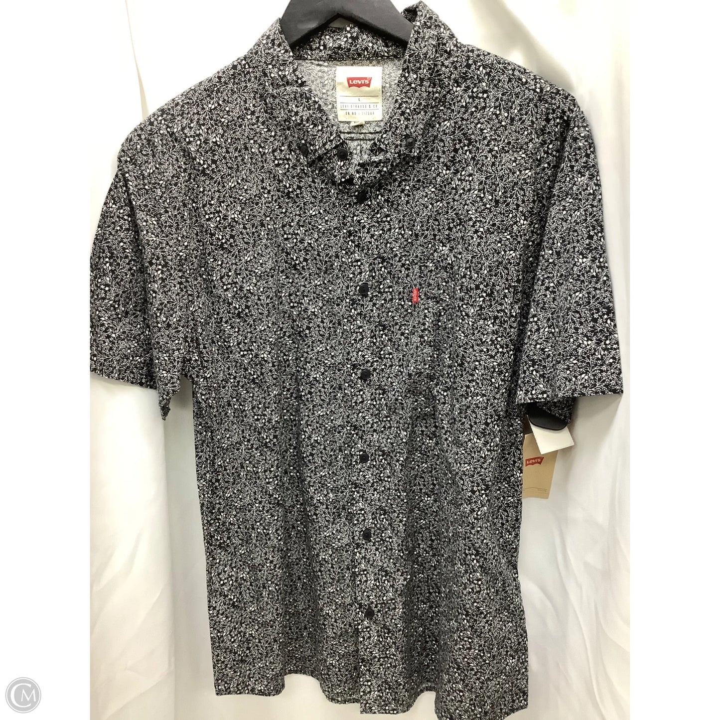 Top Short Sleeve By Levis In Black & White, Size: L
