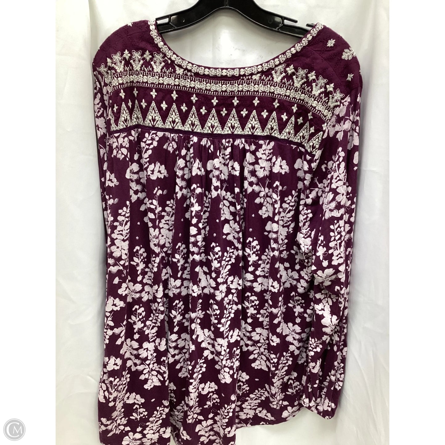 Top Long Sleeve By Lucky Brand In Purple & White, Size: 3x