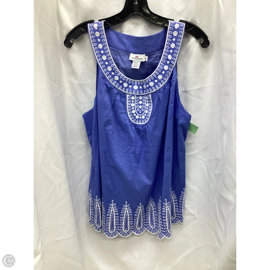 Top Sleeveless By Vineyard Vines In Blue & White, Size: Xl