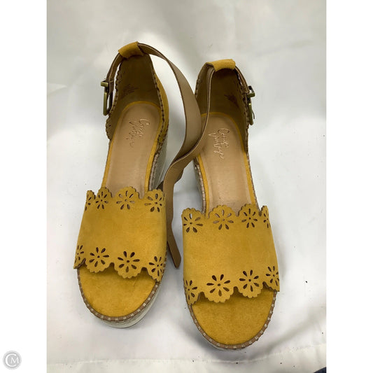 Sandals Heels Wedge By Crown Vintage In Tan, Size: 9