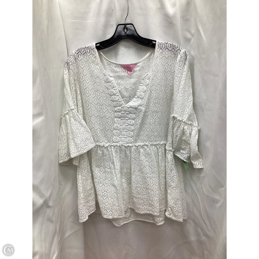 Top 3/4 Sleeve Designer By Lilly Pulitzer In White, Size: L